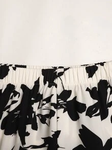 Firerie Kids Tween Girl 2件套黑色針織紋理圓領長袖荷葉袖上衣搭配印花直筒長褲套裝，適合秋冬返校穿著 - 黑色 - 查看 4