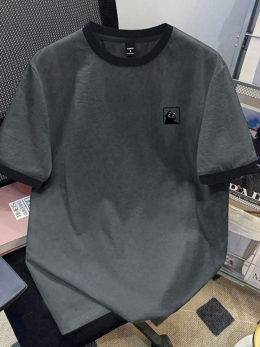 Daypath Men's Black And Grey Patchwork T-Shirt - Grey - View 1