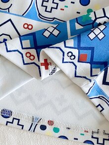 SHEIN Snug Fit Pajamas For Boys, 2-Piece Set, Spring/Summer, Fun Game Console Pattern Design, Soft And Comfortable Skin-Friendly Fabric, Suitable For Children's Home Wear, Promotes Comfortable Sleep And Healthy Growth - Blue - View 4