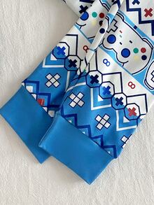 SHEIN Snug Fit Pajamas For Boys, 2-Piece Set, Spring/Summer, Fun Game Console Pattern Design, Soft And Comfortable Skin-Friendly Fabric, Suitable For Children's Home Wear, Promotes Comfortable Sleep And Healthy Growth - Blue - View 6