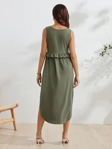 GentleRue Maternity Women's Army Green 3-In-1 Maternity Nursing Dress - Army Green - View 2