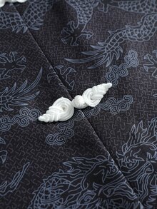 ROMWE MEN Kemeja Lengan Panjang Pria dengan Motif Cetak Seluruh Permukaan dan Pita Kontras - MultiWarna - View 4