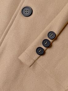 Manfinity Mode Men's Minimalist Button Long Sleeve Overcoat, Fashionable And Versatile - Khaki - View 8