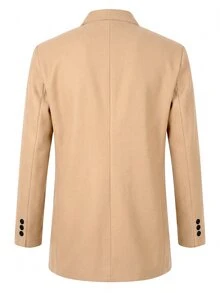 Manfinity Mode Men's Minimalist Button Long Sleeve Overcoat, Fashionable And Versatile - Khaki - View 2