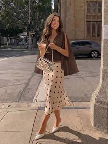 Serisse Women's Solid Color Pleated Design Split Bell Sleeve Fashion Blouse Date Night Night Out Brown Summer Elegant - Brown - View 4