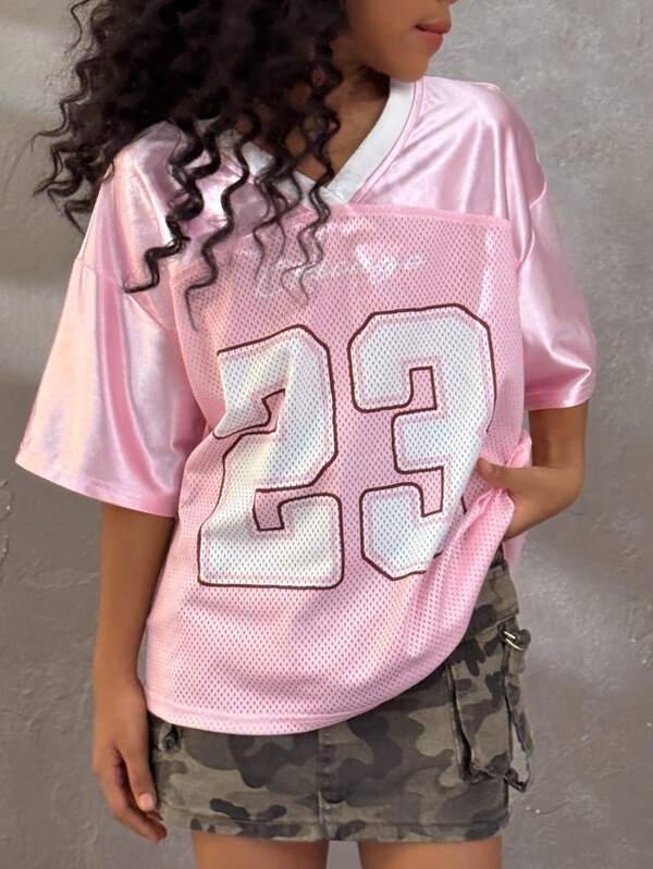 Coolane Kids Tween Girls Fall/Winter Festival Streetwear Vintage Breathable Mesh Number Pattern Graphics Baseball Jersey