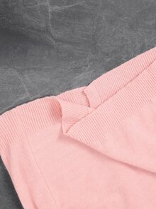 SHEIN Maternity Sweater Loose Fit V-Neck Button Lace Trim Design Casual Daily Solid Color Long Sleeve Knit Cardigan Winter - Pink - View 16