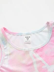 SHEIN 女童星星圖案嫩粉色連身運動公主套裝，修身設計露背，適合體操與舞蹈比賽，夏季款 - 粉色 - 查看 8