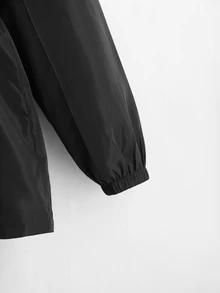 SHEIN بلوزة ريح بأكمام طويلة ذات لون أحادي وخصر مشدود وفضفاضة للبنات المراهقات - الأسود - مشاهدة 4
