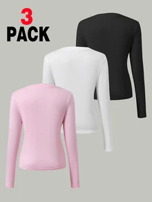 SHEIN Tween Girls Fall Tops Autumn/Winter Thick Warm Casual All-Match Versatile Daily Wear Layering High Neck Ribbed Fleece Fabric Solid C... - Multicolor - View 2