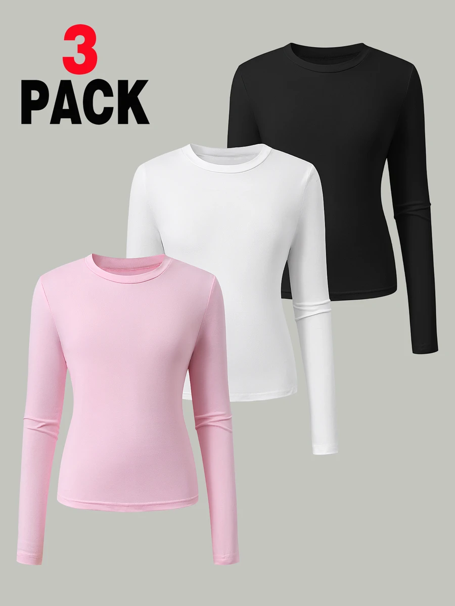 SHEIN Tween Girls Fall Tops Autumn/Winter Thick Warm Casual All-Match Versatile Daily Wear Layering High Neck Ribbed Fleece Fabric Solid C... - Multicolor - View 1