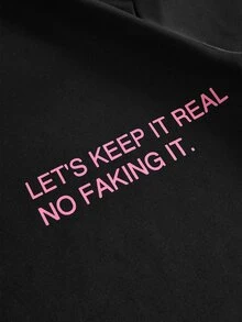 TOKVUE Men's Street Casual Pink Slogan 3D Embroidered Loose Fit T-Shirt & Shorts Set - Black - View 5