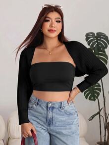 Solflare Plus Size Women's Solid Color Casual Soft Form Normal Traditional Whimsical Versatile Daily Wear Cardigan Vacation Bussines Black Autumn Formal - Black - View 5
