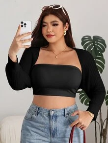 Solflare Plus Size Women's Solid Color Casual Soft Form Normal Traditional Whimsical Versatile Daily Wear Cardigan Vacation Bussines Black Autumn Formal - Black - View 8
