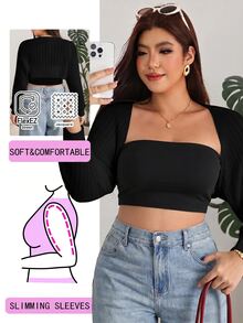 Solflare Plus Size Women's Solid Color Casual Soft Form Normal Traditional Whimsical Versatile Daily Wear Cardigan Vacation Bussines Black Autumn Formal - Black - View 2