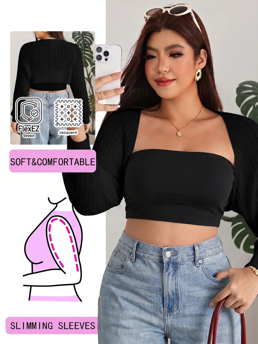Solflare Plus Size Women's Solid Color Casual Soft Form Normal Traditional Whimsical Versatile Daily Wear Cardigan Vacation Bussines Black Autumn Formal