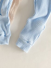 男嬰長袖長版貼身連身居家休閒服 - 藍色 - 查看 4