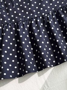 SHEIN Tween Girl Casual Daily Versatile Comfortable Loose Polka Dot Shirt Tween Girl - Multicolor - View 2