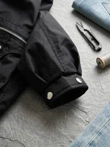 DAZY Women's Button & Zipper Long Sleeve Hooded Padded Coat Winter Fall Jacket - Black - View 14