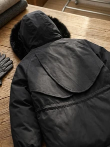 DAZY Women's Button & Zipper Long Sleeve Hooded Padded Coat Winter Fall Jacket - Black - View 10