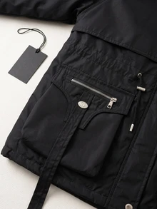 DAZY Women's Button & Zipper Long Sleeve Hooded Padded Coat Winter Fall Jacket - Black - View 15