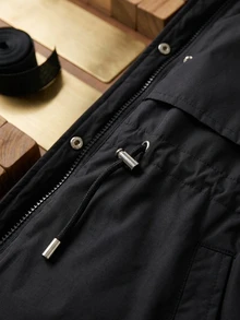 DAZY Women's Button & Zipper Long Sleeve Hooded Padded Coat Winter Fall Jacket - Black - View 13