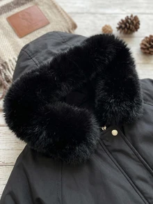 DAZY Women's Button & Zipper Long Sleeve Hooded Padded Coat Winter Fall Jacket - Black - View 16