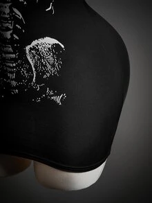 SHEIN ICON Gaun Bodycon Motif Tengkorak - Hitam - View 5
