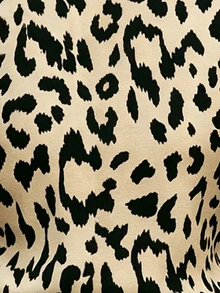 RosyDaze Leopard Print Long Sleeve T-Shirt, Versatile Style Suitable For Outdoor Wear, V-Neck Metal Zipper Design - Multicolor - View 4