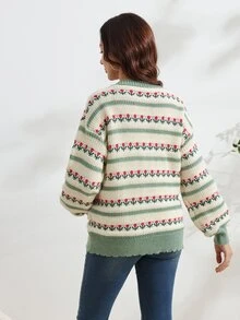 SHEIN جاكيت كاجوال خفيف للحوامل بخطوط وزهور وأكمام طويلة وأكتاف منسدلة للمكتب والخريف - متعدد الألوان - مشاهدة 5