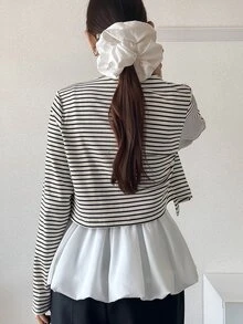 FRIFUL Women's Striped Colorblock Camisole Top And Long Sleeve Cardigan Casual Daily 2-Piece Set - White - View 2
