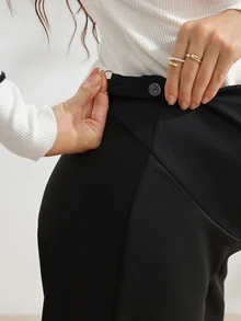 SHEIN Maternity Casual Fashion Adjustable Waist Loose Sweatpants - Black - View 6