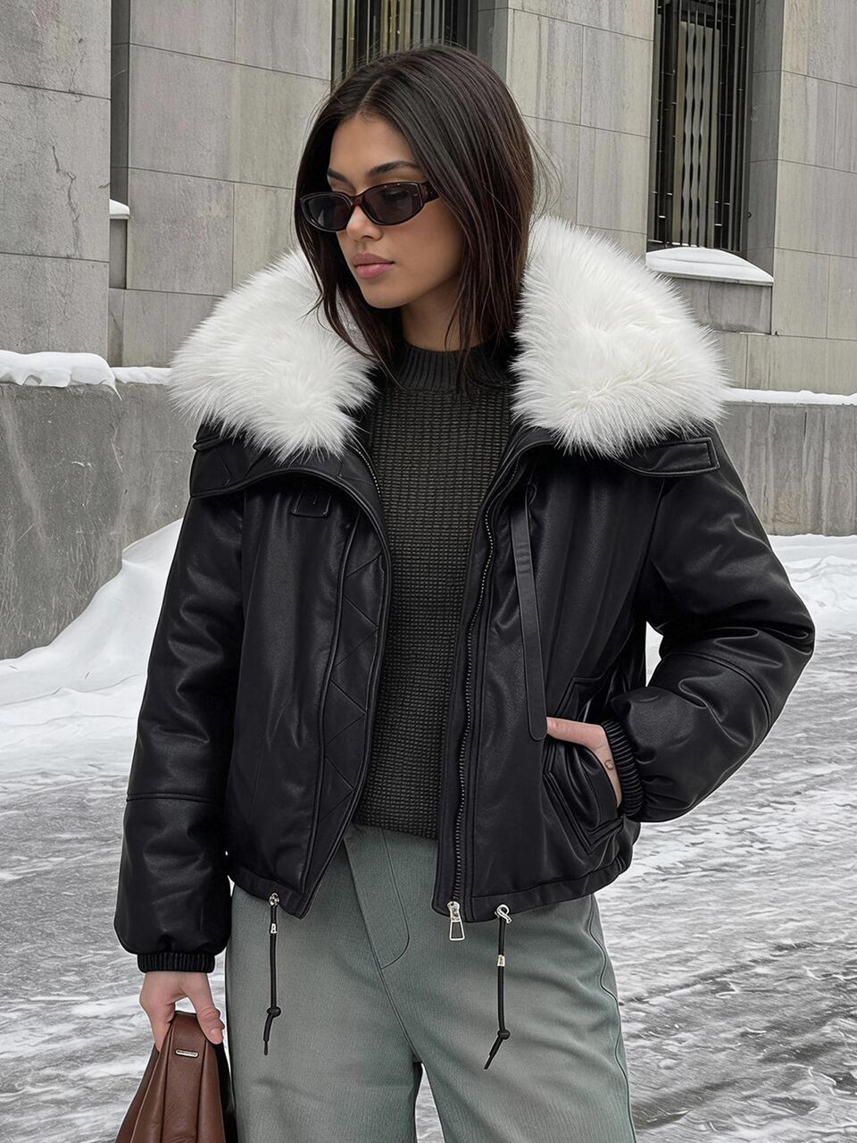 Women's Fur Collar Patchwork Loose Cotton Padded Coat