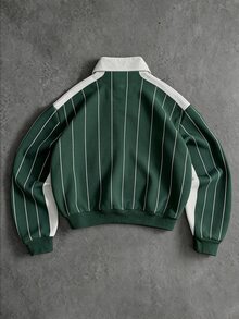 Manfinity EMRG Sweatshirt Pria Model Setengah Resleting dengan Kancing dan Cetakan Grafis dan Huruf Ksatria - MultiWarna - View 3