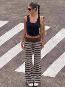 Muchica Women's Casual Patchwork Colorblock Versatile Everyday Pants - Multicolor - View 4