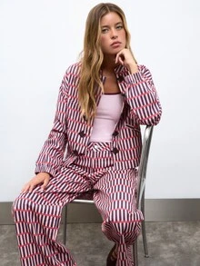 Nöista  Chinese-Style Short Jacket ,Checkered Stripe , Cropped Silhouette. Comfortable  Practical, Spring Autumn, Casual Wear, Shopping  Highlight Wardrobe. - Purple - View 6