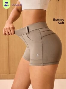OutZeal Women Sports Leggings Casual Daily Soft Stretch Shorts With Pocket Summer - Brown - View 1