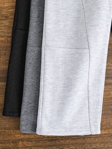 SHEIN 兒童3件組小男孩休閒可愛日常舒適經典黑白灰寬鬆直筒衛衣褲套裝，買2送1，適合外出、學校、聚會，秋冬開學季衣著 - 彩色 - 查看 7