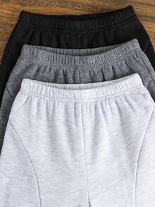 SHEIN 兒童3件組小男孩休閒可愛日常舒適經典黑白灰寬鬆直筒衛衣褲套裝，買2送1，適合外出、學校、聚會，秋冬開學季衣著 - 彩色 - 查看 6