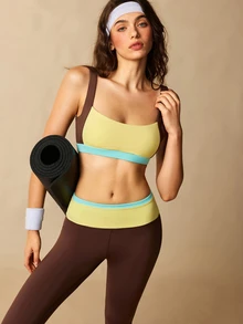 VARSIVA Women Sports Activewear Color Block 2 In 1 Yoga Modest Athleisure Athletic Fitness Set Gym All Shades Of Brown Summer - Multicolor - View 10