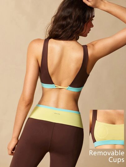 VARSIVA Color Block 2 In 1 Yoga Modest Athleisure Athletic Fitness Set Gym All Shades Of Brown Summer
