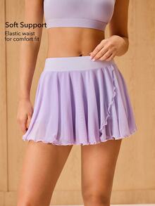 OutZeal Women Sports Skirts Gym Workout Quick-Dry High Waist Built-In Shorts With Pockets Active Bottoms - Purple - View 2