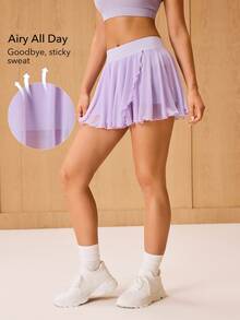 OutZeal Women Sports Skirts Gym Workout Quick-Dry High Waist Built-In Shorts With Pockets Active Bottoms - Purple - View 3