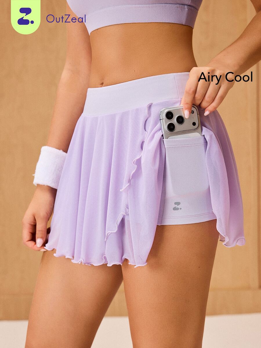 OutZeal Women Sports Skirts Gym Workout Quick-Dry High Waist Built-In Shorts With Pockets Active Bottoms - Purple - View 1