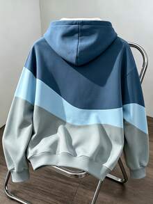 Daypath Men's Geometric Color Block Knight Logo Print Contrast Color Hoodie, Suitable For Casual Daily Wear - Multicolor - View 3