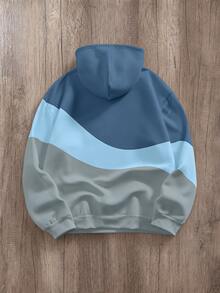 Daypath Men's Geometric Color Block Knight Logo Print Contrast Color Hoodie, Suitable For Casual Daily Wear - Multicolor - View 6