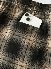 Athstrex Men's Plus Size Plaid Drawstring Waist Pocket Loose Pants For Daily Wear - Multicolor - View 6