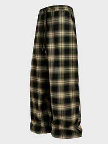 Athstrex Men's Plus Size Plaid Drawstring Waist Pocket Loose Pants For Daily Wear - Multicolor - View 2