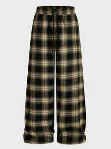 Athstrex Men's Plus Size Plaid Drawstring Waist Pocket Loose Pants For Daily Wear - Multicolor - View 4