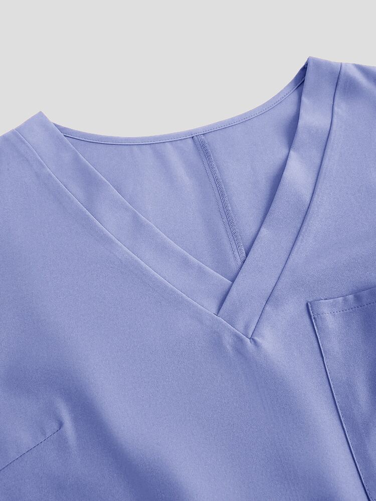 TaskEZ Plus Size Plain Short Sleeve Long Pants /Nursing Scrub Scrub Uniform Set Autumn Maid Simple - Dusty Purple - View 8
